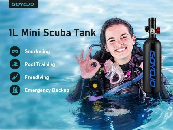 1L Mini Scuba Tank mit Tauchermaske – DOT-zertifiziert, 15 Min. Tauchzeit