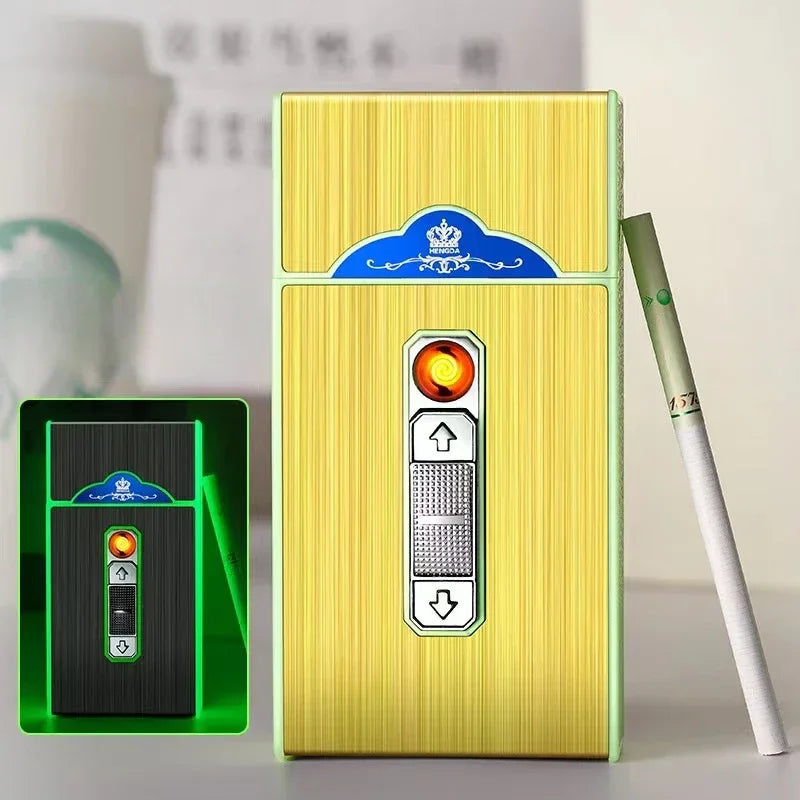 Schmales USB-Zigarettenetui für 20 Zigaretten mit Lichtbogen-Feuerzeug – Produktbild 20
