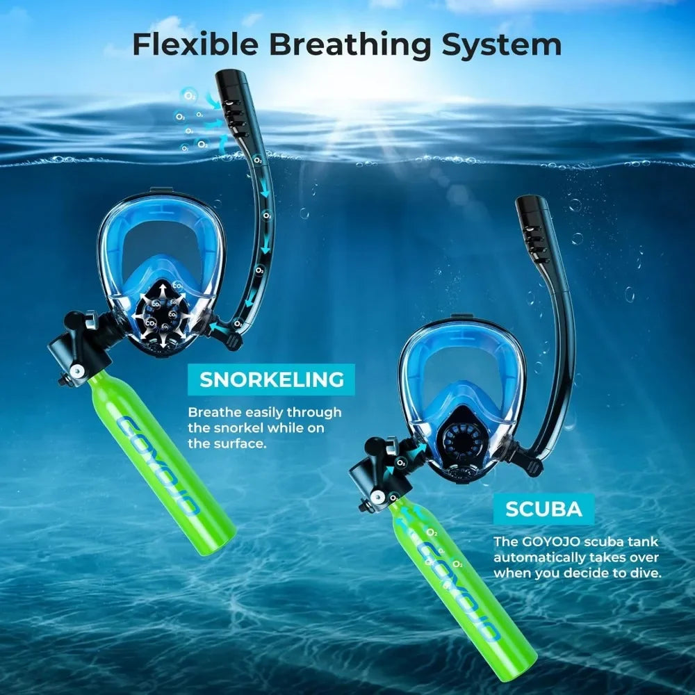 Tauchset mit Vollgesichtsmaske & 0,5 L Scuba Tank – Komplettset für Schnorcheln & Tauchen