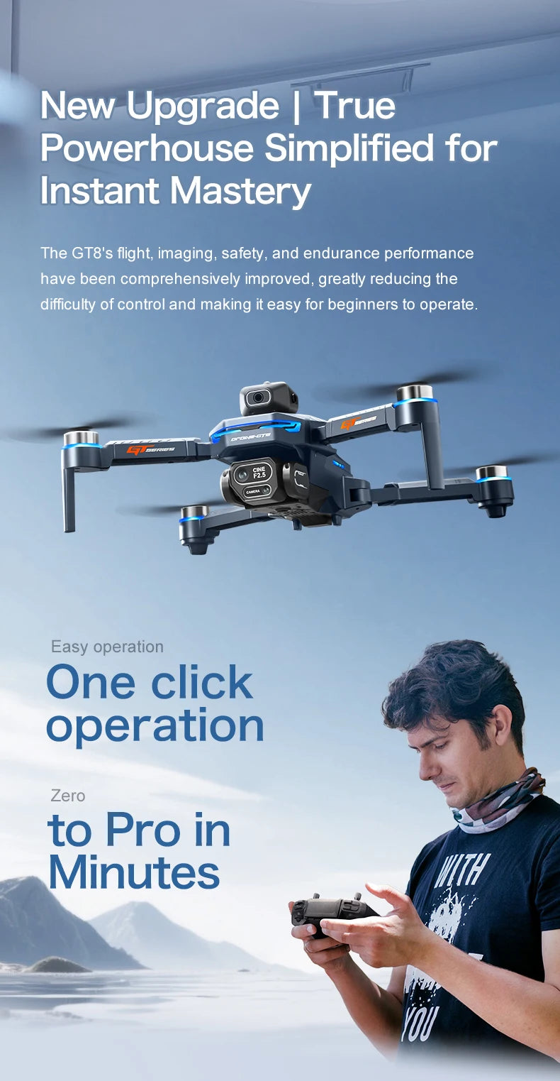 GT8 Drohne – 4K/8K Kamera, GPS, Brushless, Hinderniserkennung, 20 Min.
