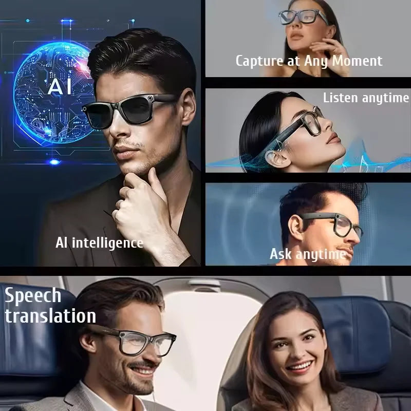 KI Smart Brille – Kamera, Echtzeit-Übersetzung 100+ Sprachen & Bluetooth