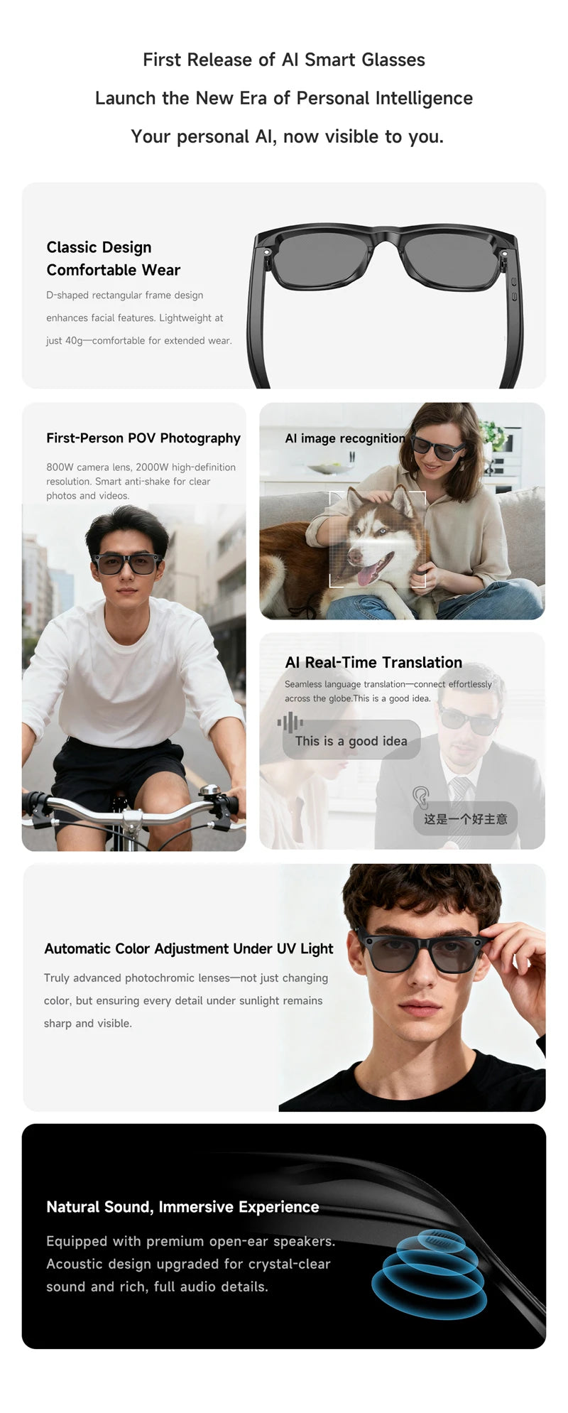 Xiaomi KI Smart Brille – 4K Kamera, ChatGPT & Bluetooth Audio Sonnenbrille