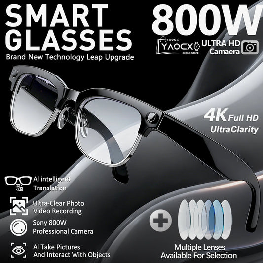 2026 Smart-Brille 800W Ultra-Wide – 4K Video, KI-Bilderkennung, Bluetooth & Übersetzung