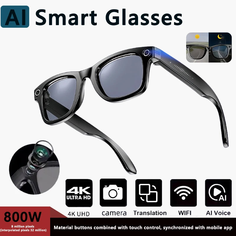 KI Smart Brille – Kamera, Echtzeit-Übersetzung 100+ Sprachen & Bluetooth