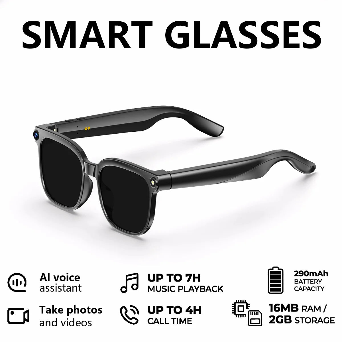 AI Smart Glasses 2026 – 1080P Kamera, WLAN, Übersetzung & Sprachassistent