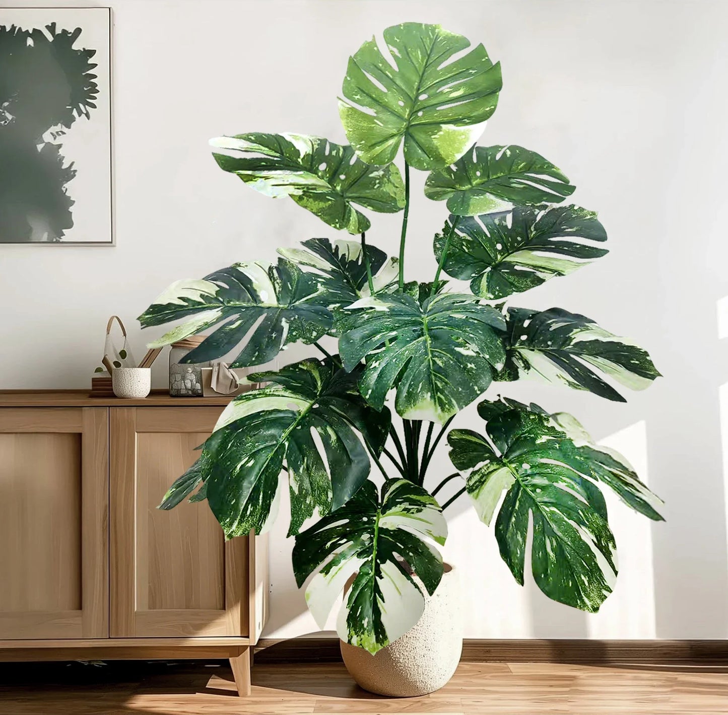 Künstliche Pflanzen Deko – Tropische Monstera für Wohnzimmer