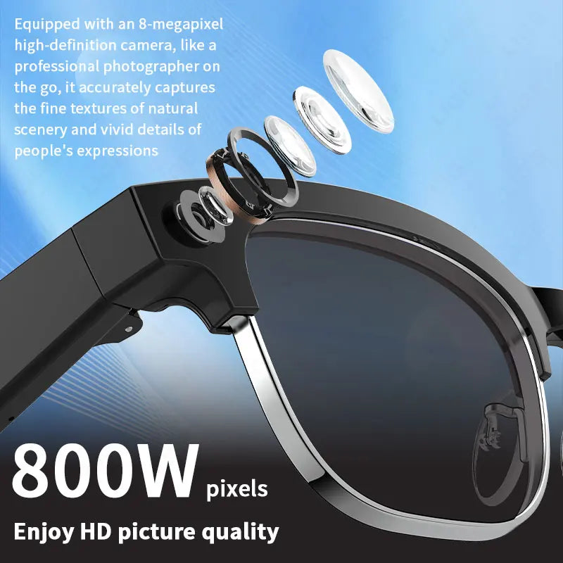 KI Smart Brille – 8MP Kamera, IP66 Wasserdicht, 290mAh, Übersetzung & Bluetooth