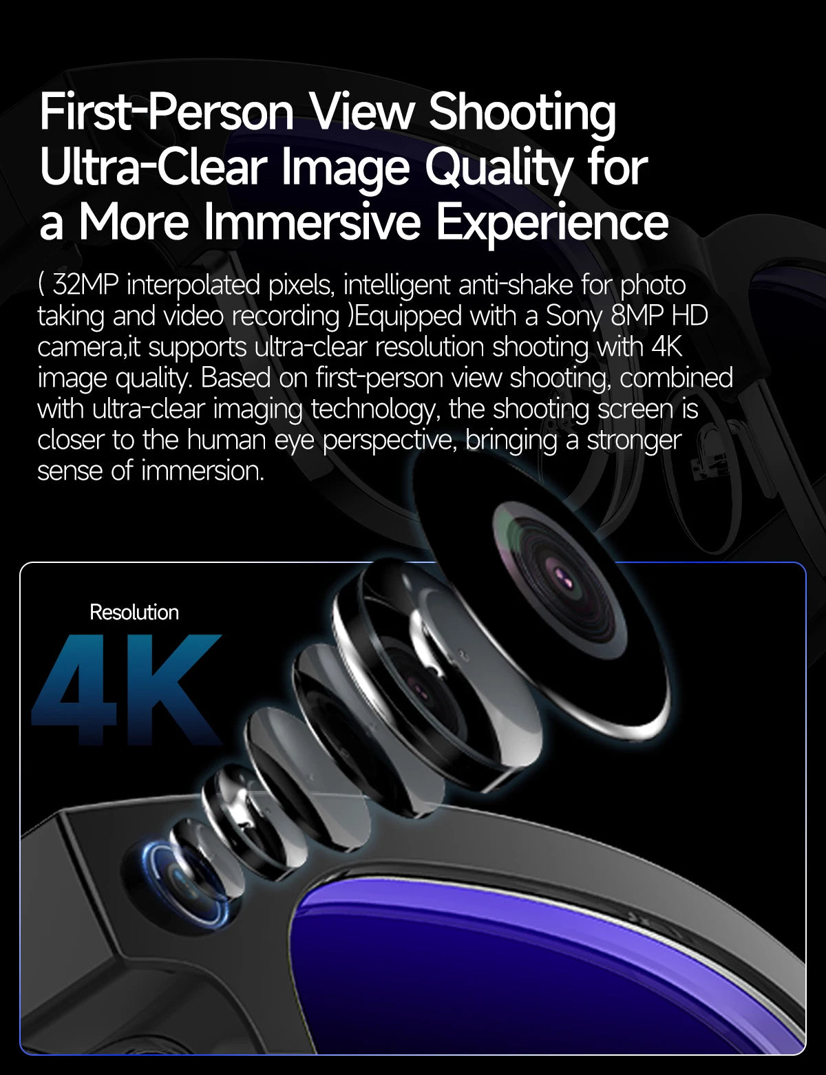 TAVYU W630 KI Smart Brille – Dual-Kamera, ChatGPT 4.0 & Bluetooth