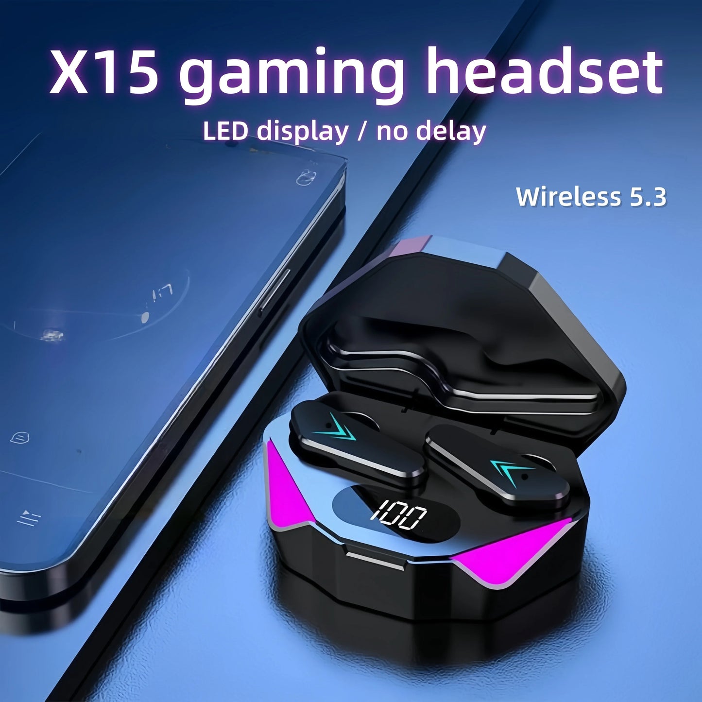 X15 TWS Gaming Earbuds – Bluetooth 5.3, LED Display & Noise Cancelling