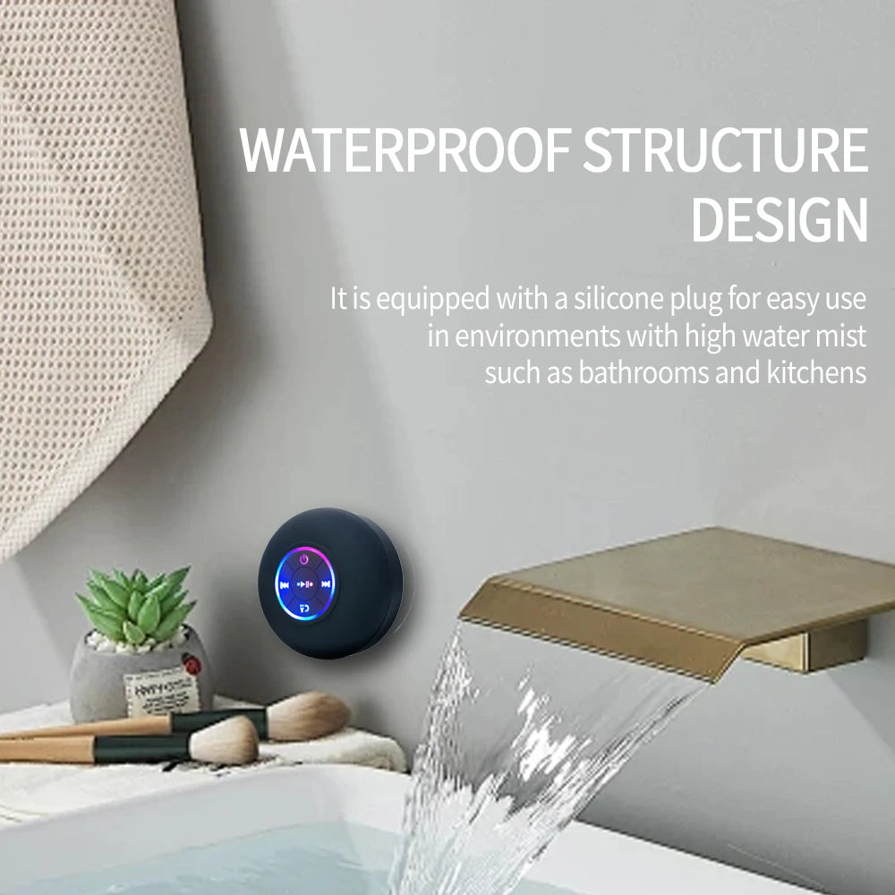 Bluetooth Lautsprecher – Wasserdicht IPX4, LED Licht & Saugnapf für Outdoor & Bad