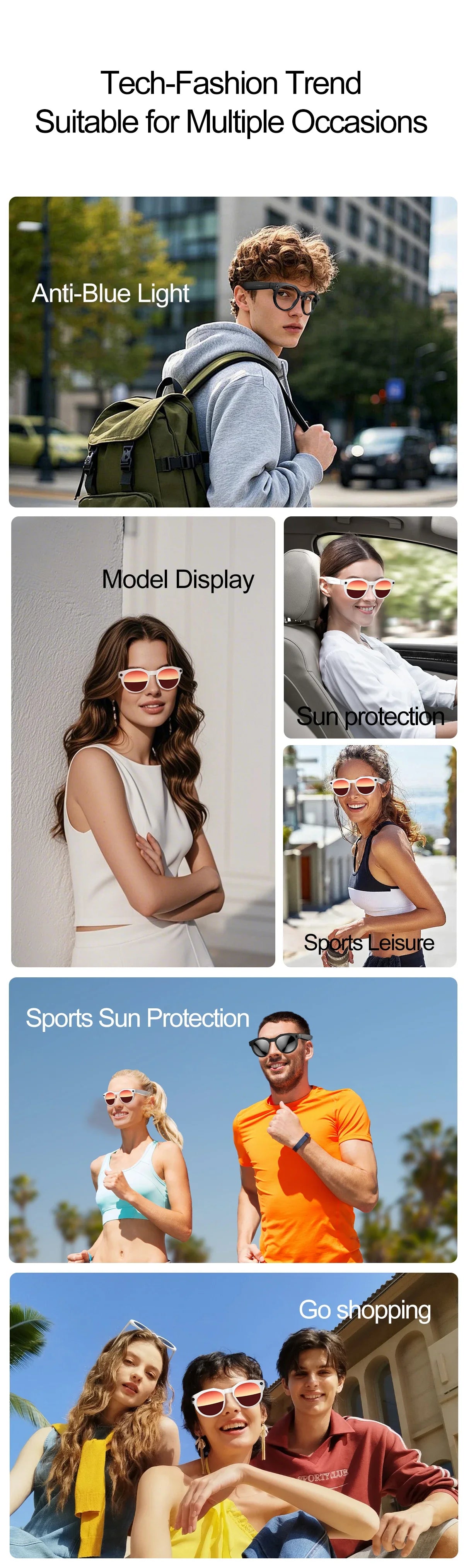 KI Smart Brille – 800W Anti-Shake Kamera, WiFi-Übertragung, IP66, KI-Übersetzung & BT