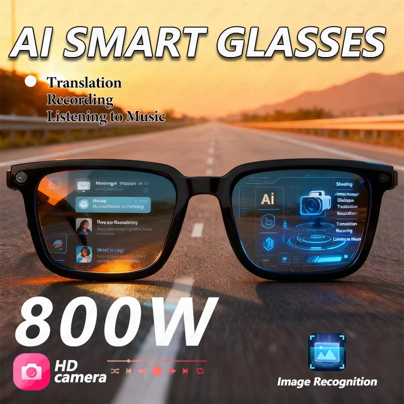 AI Smart Glasses 2026 – 8MP Dual-Kamera, 4K Video & KI-Übersetzung – Frontansicht