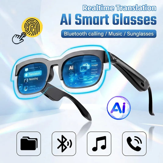 Smart Brille XG89 – Bluetooth 5.0, UV400, Übersetzung, Open-Ear Audio für Sport & Alltag