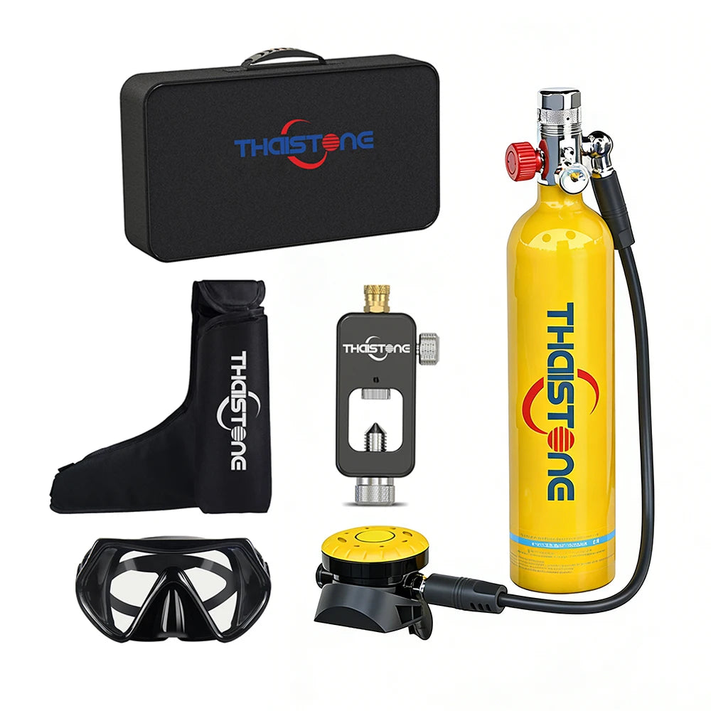 THAISTONE 1L Scuba Tauchflasche – 15–25 Min. Tauchzeit mit Adapter & Profi-Ausrüstung