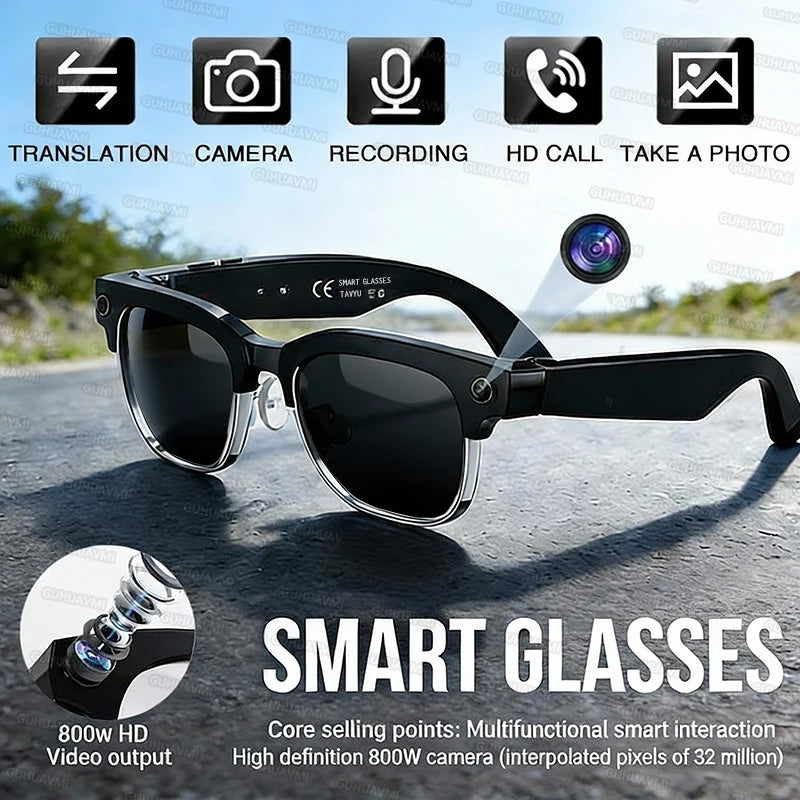 KI-Smartbrille mit Kamera & Bluetooth – 800MP, Übersetzung, Anrufe & UV-Schutz