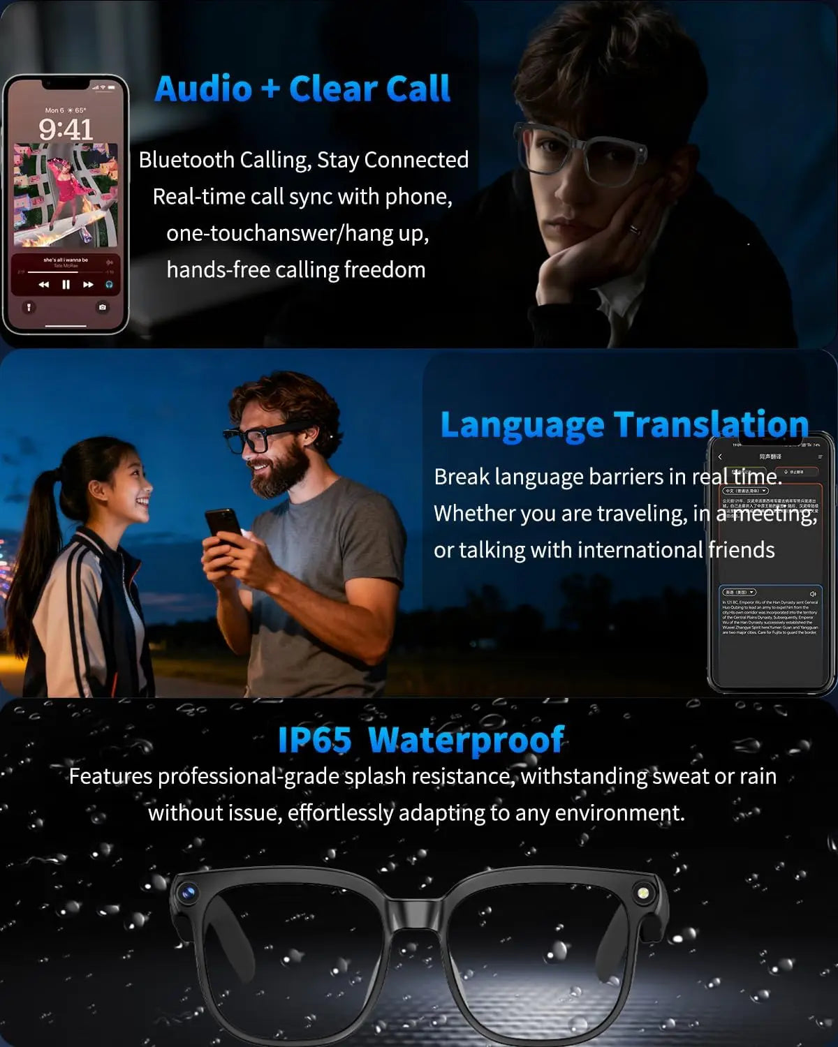 KI Smart Brille 2026 Business – 8MP Kamera, 1080P Video, ChatGPT & 120+ Sprachen