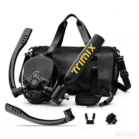 TRIMIX Mini Scuba Tank Set 0,5L – Mit Maske & Tasche, 10 Min Atemzeit für Schnorcheln & Tauchen