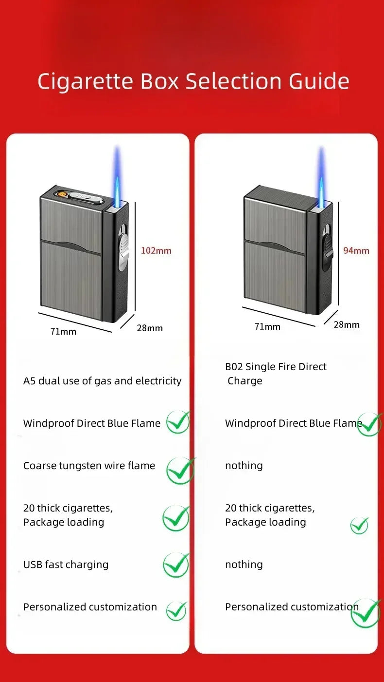 3-in-1-Zigarettenetui für 20 Zigaretten mit Gas- und USB-Feuerzeug – Produktbild 7