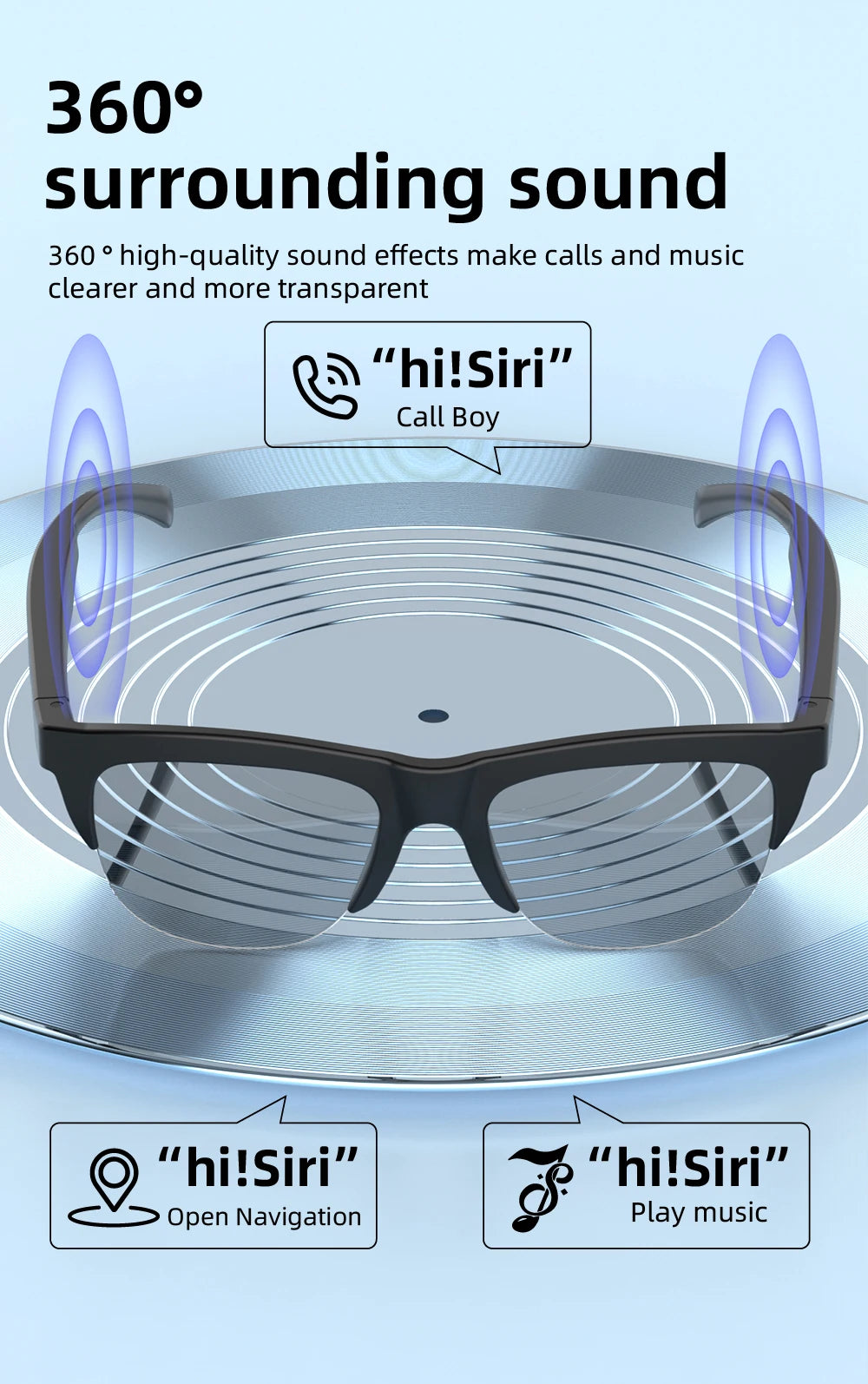 Bluetooth Audio Brille F02 – Open-Ear Lautsprecher & Touch Steuerung