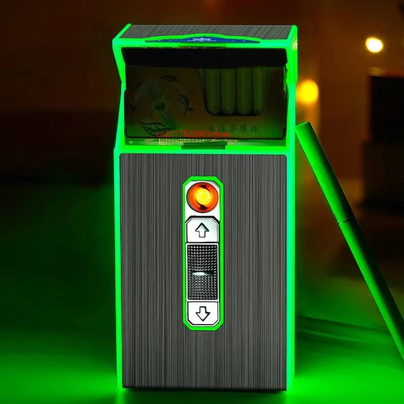 Schmales USB-Zigarettenetui für 20 Zigaretten mit Lichtbogen-Feuerzeug – Produktbild 13