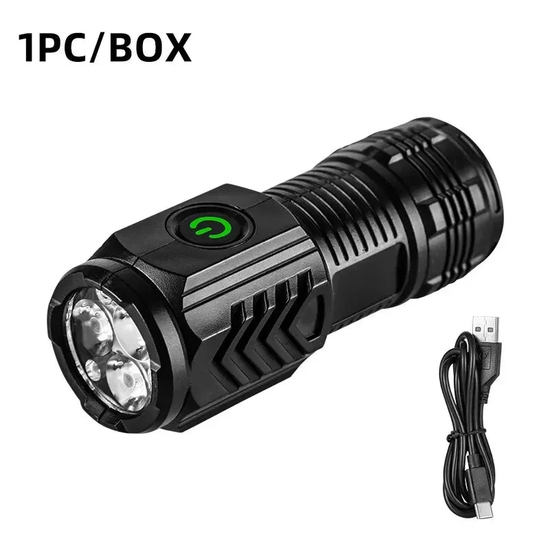 Mini LED Taschenlampe S01 – 450 Lumen, 200m Reichweite & USB aufladbar