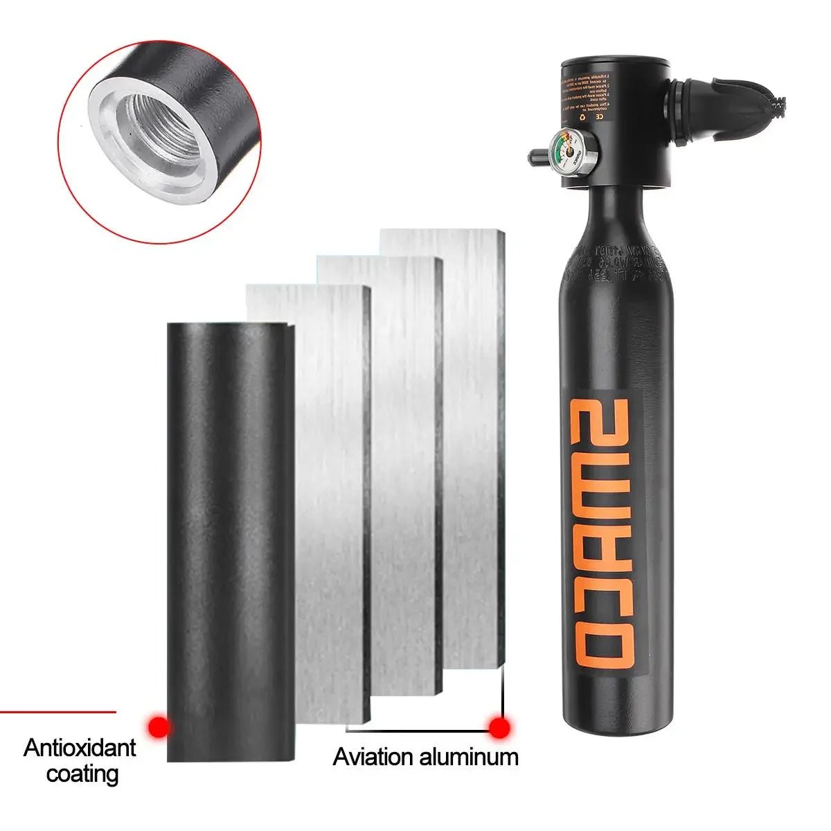 0,5 L Scuba Sauerstoffflasche – Set mit Pumpe & Tasche für Schnorcheln & Tauchen