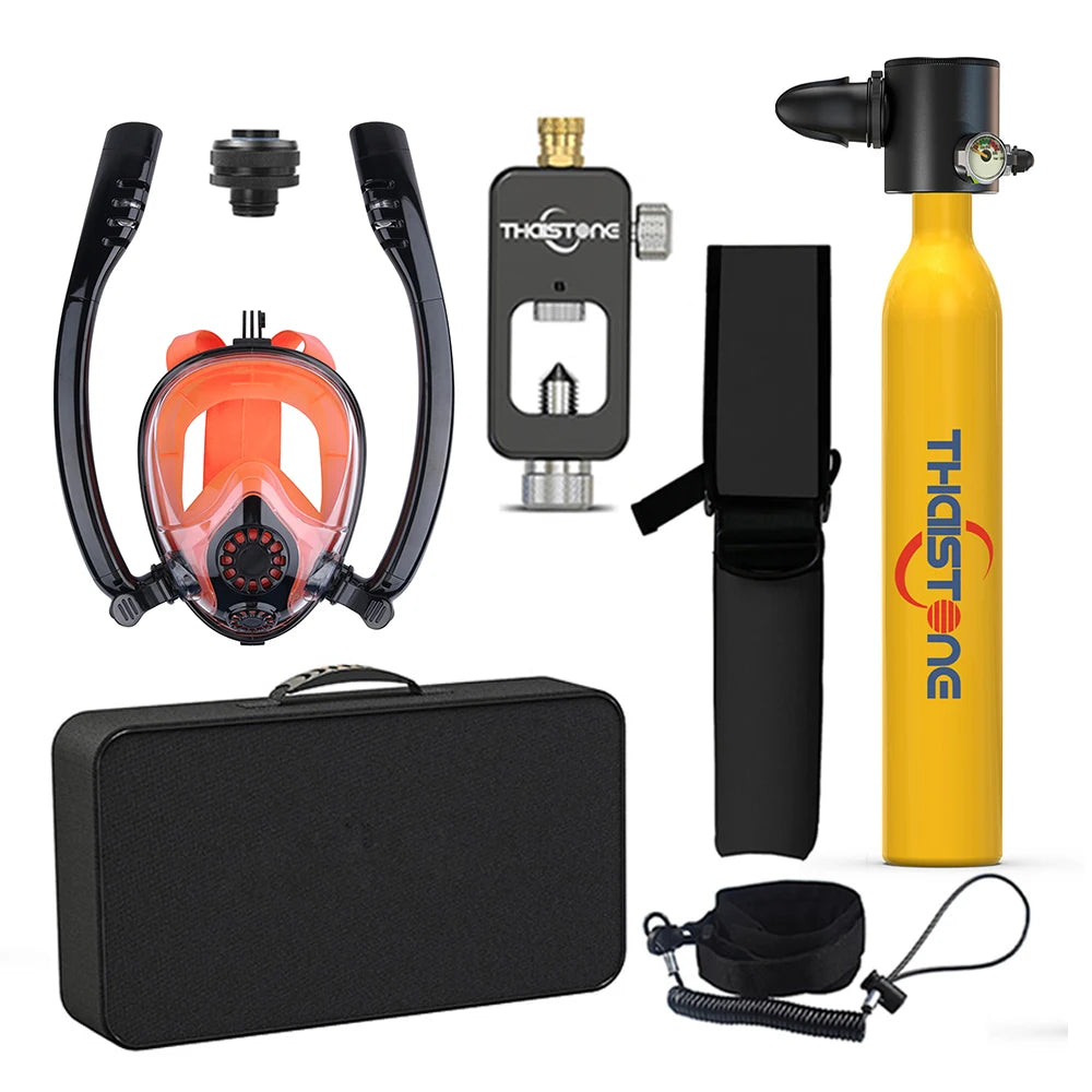 Tauchset mit Vollgesichtsmaske – 0,5 L Mini Scuba Tank & Schnorchelmaske