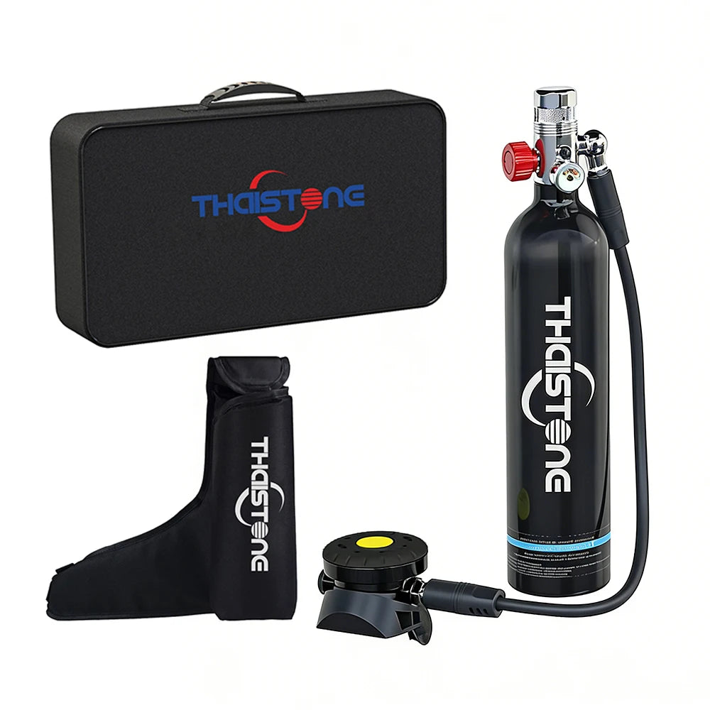 THAISTONE 1L Scuba Tauchflasche – 15–25 Min. Tauchzeit mit Adapter & Profi-Ausrüstung