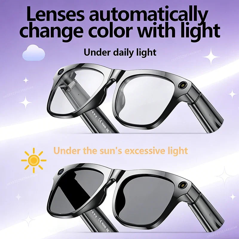 6K HD KI-Kamerabrille – 800MP, Photochrom, Bluetooth, ChatGPT & Musik