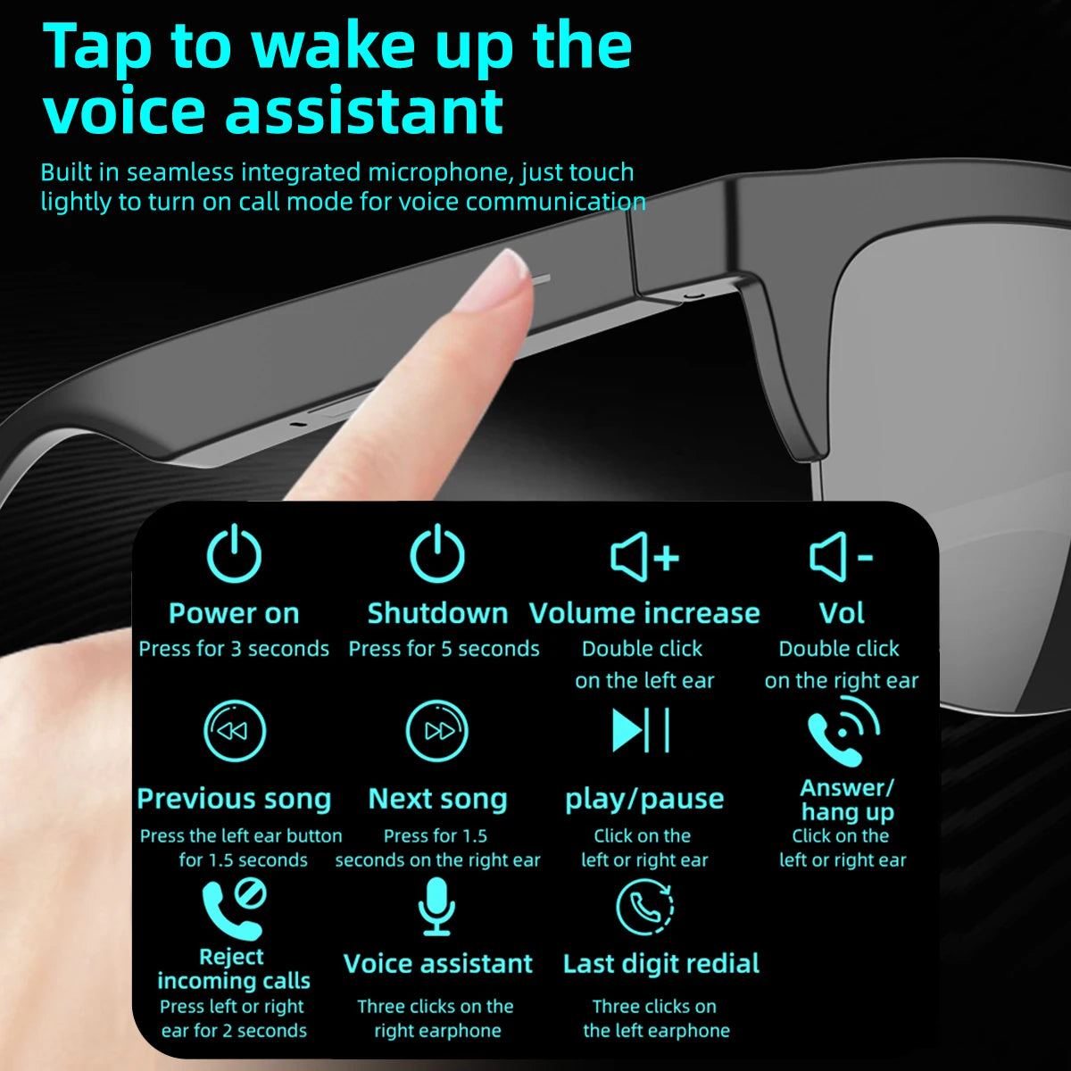 Bluetooth Smart Glasses V5.3 – Musik, Anrufe & UV-Schutz Sonnenbrille