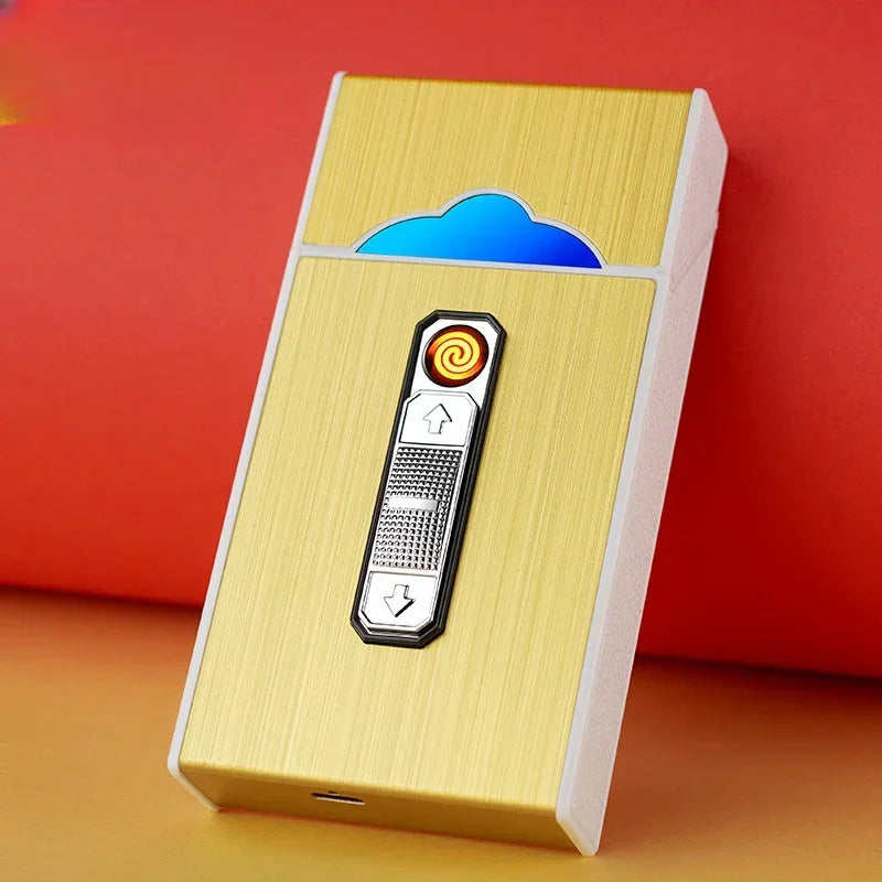 Schmales USB-Zigarettenetui für 20 Zigaretten mit Lichtbogen-Feuerzeug – Produktbild 18