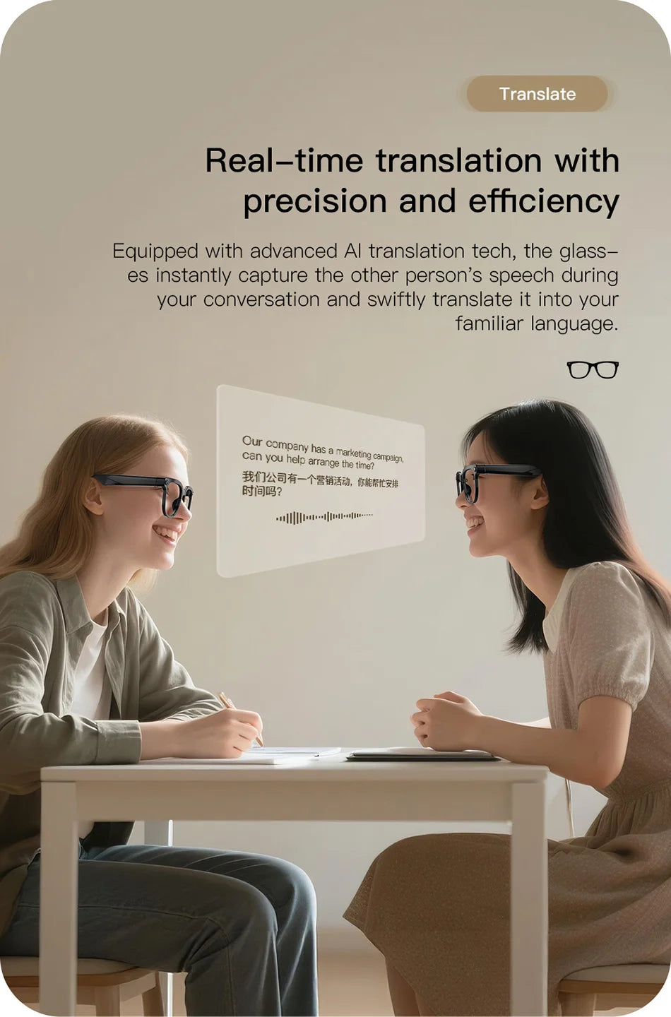 AI Smart Glasses 2026 – 1080P Kamera, WLAN, Übersetzung & Sprachassistent