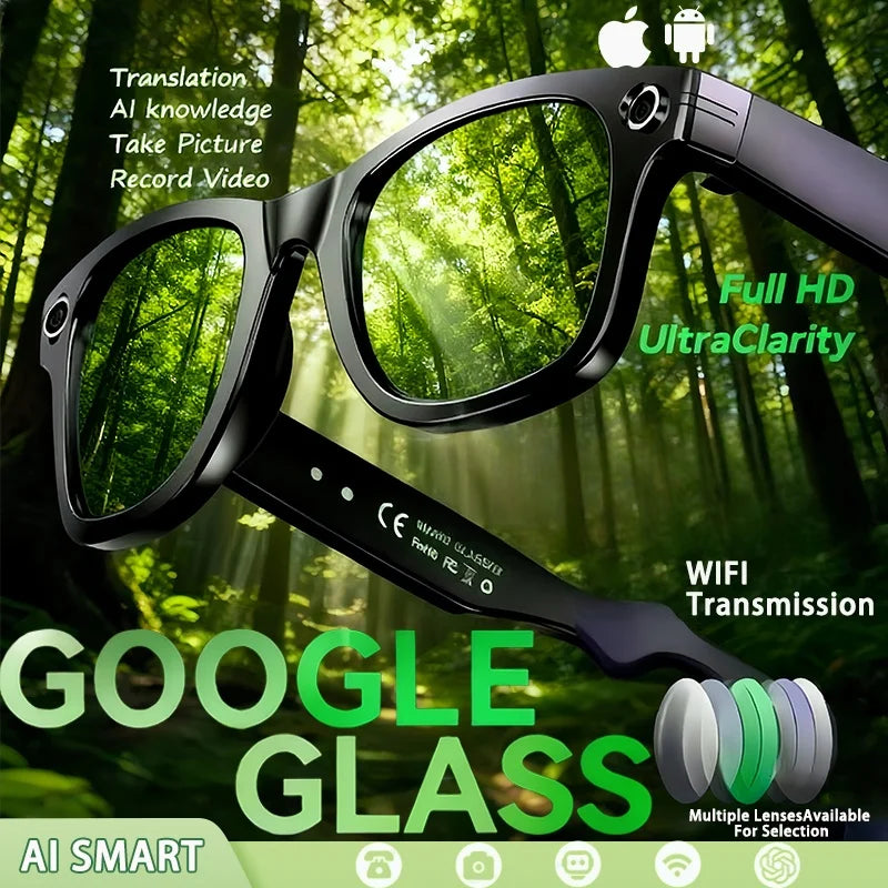 KI Smart Brille – Kamera, Echtzeit-Übersetzung 100+ Sprachen & Bluetooth