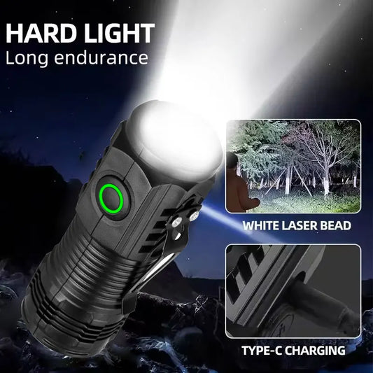 Mini LED Taschenlampe S01 – 450 Lumen, 200m Reichweite & USB aufladbar