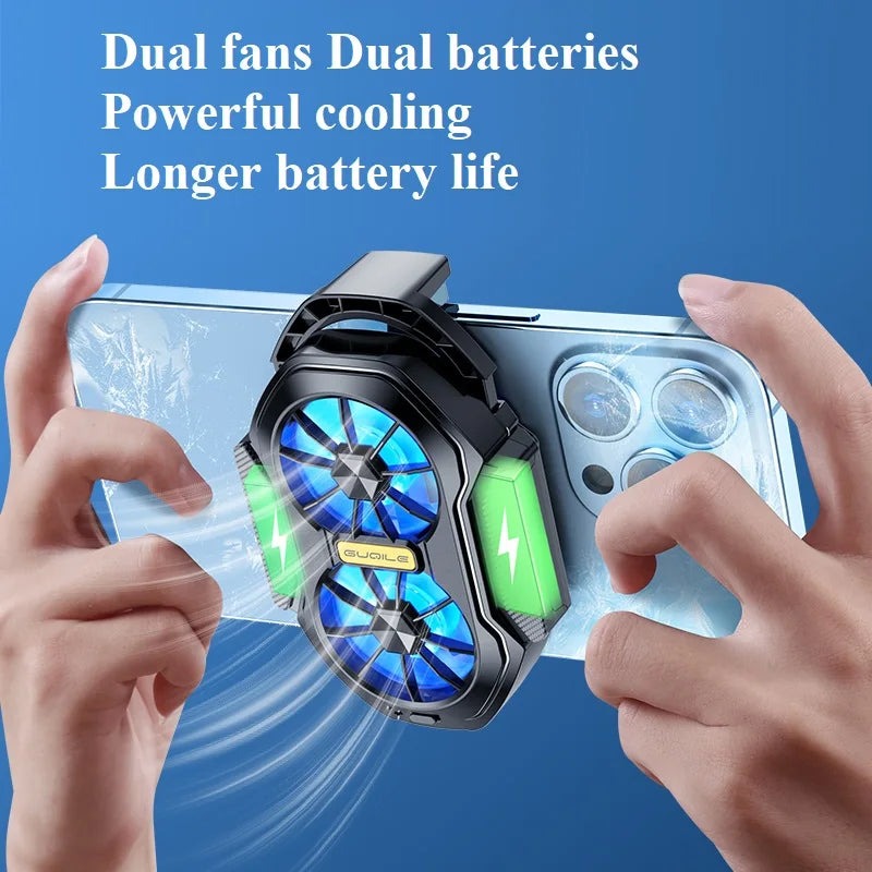 FS01 Dual-Lüfter Handy-Kühler – Wiederaufladbar, Luftkühlung & Gaming-Taste – Seitenansicht