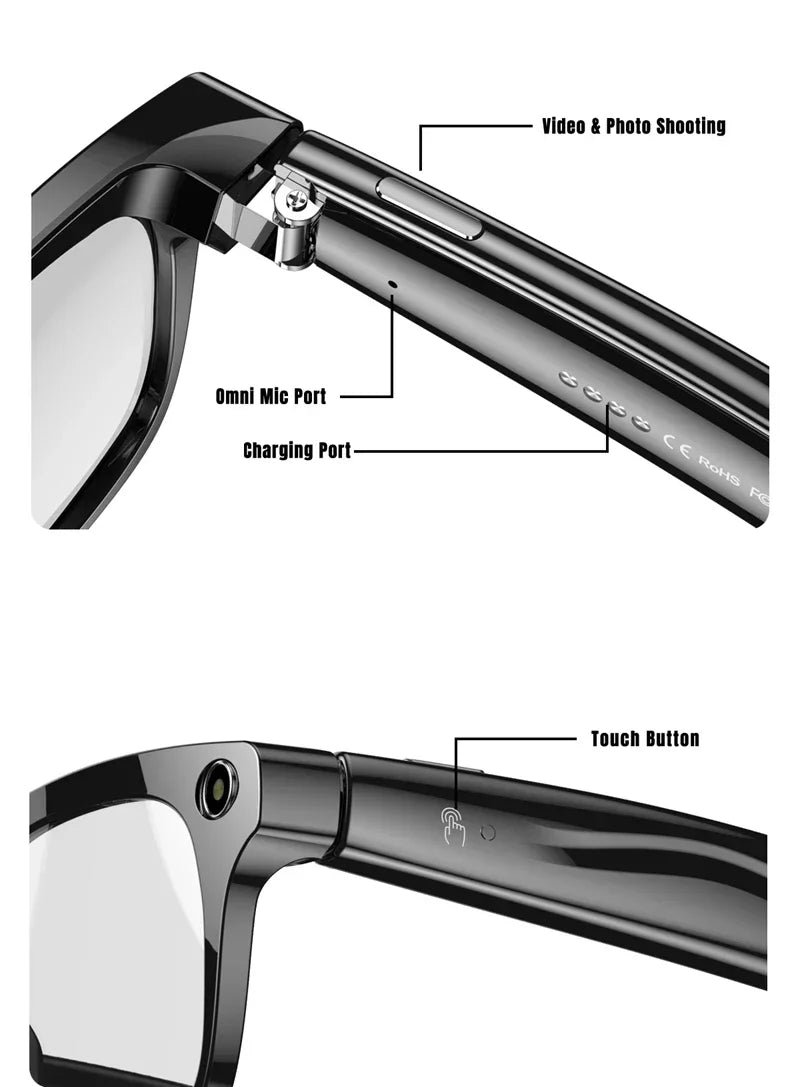 6K AI Kamera Brille – Photochrom, ChatGPT, Übersetzung in 75 Sprachen & Bluetooth