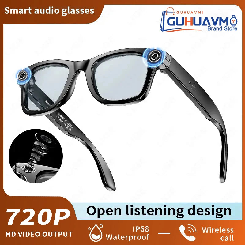 KI Smart Brille – 800W Anti-Shake HD Kamera, Übersetzung, Musik & BT Anruf