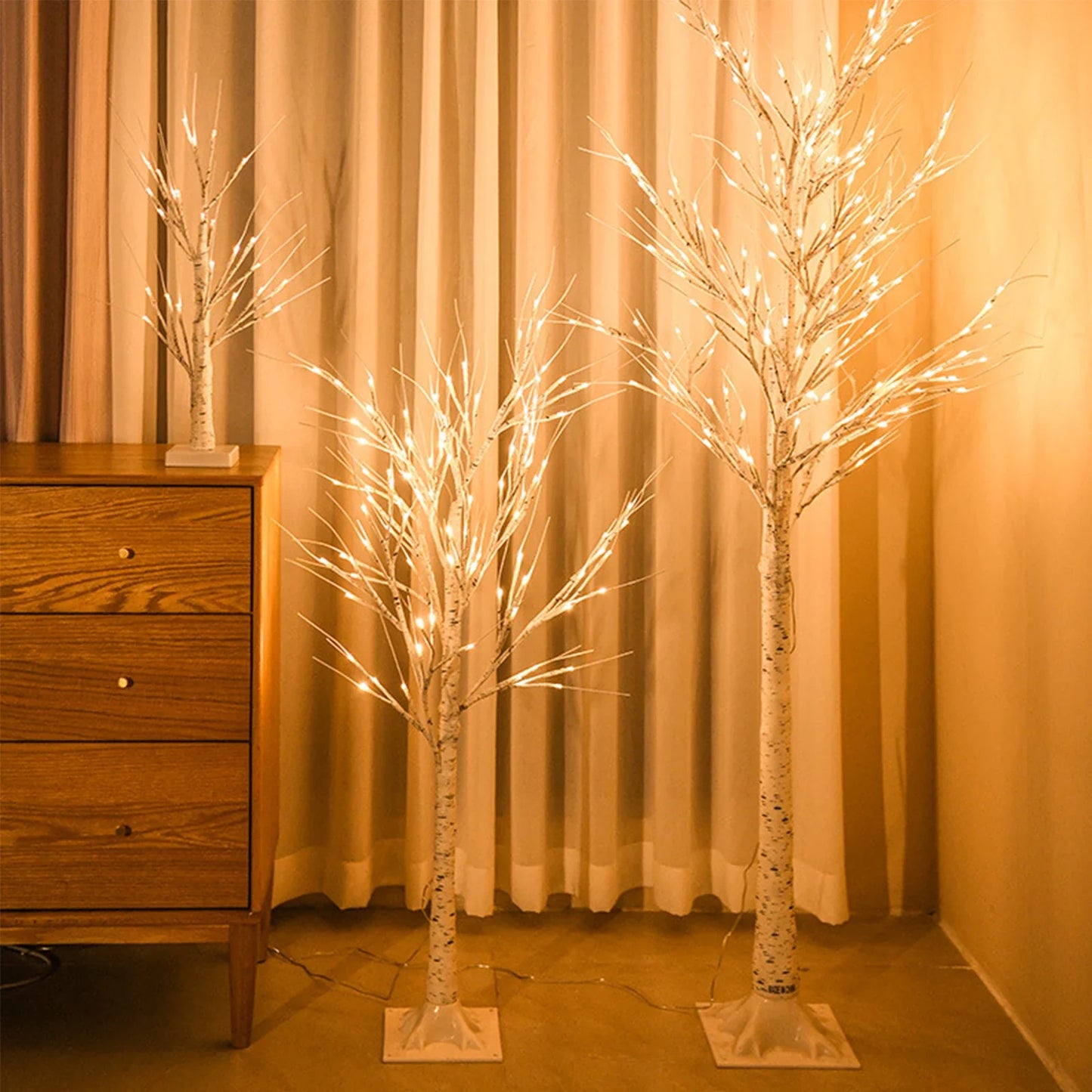 Künstlicher Birkenbaum mit Licht – LED Deko Baum für Weihnachten & Events