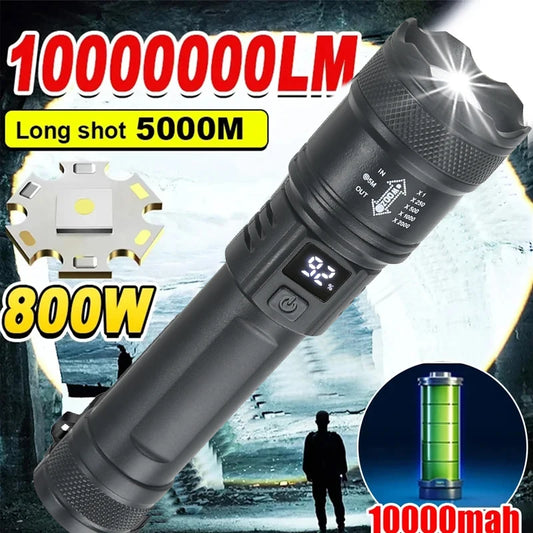 LED Taschenlampe 2000LM – USB wiederaufladbar, zoombar für Camping & Outdoor
