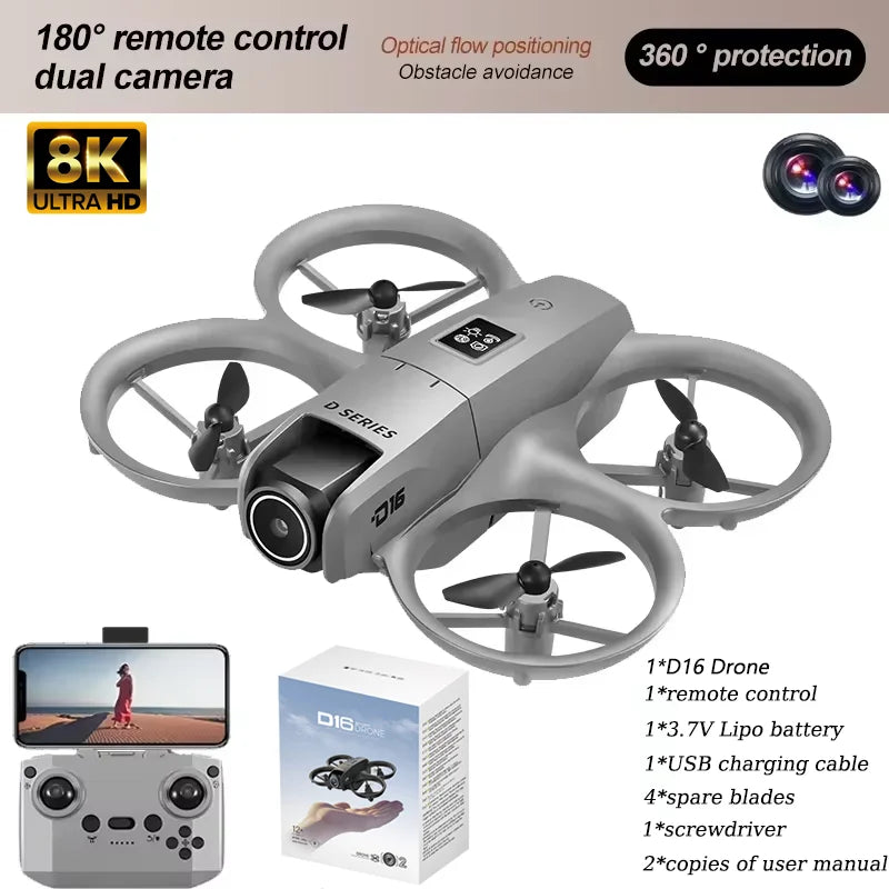 D16 8K Drohne – Dual Kamera, FPV, 5G WiFi & Hinderniserkennung