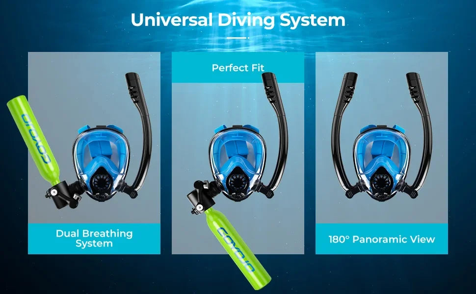 Tauchset mit Vollgesichtsmaske & 0,5 L Scuba Tank – Komplettset für Schnorcheln & Tauchen