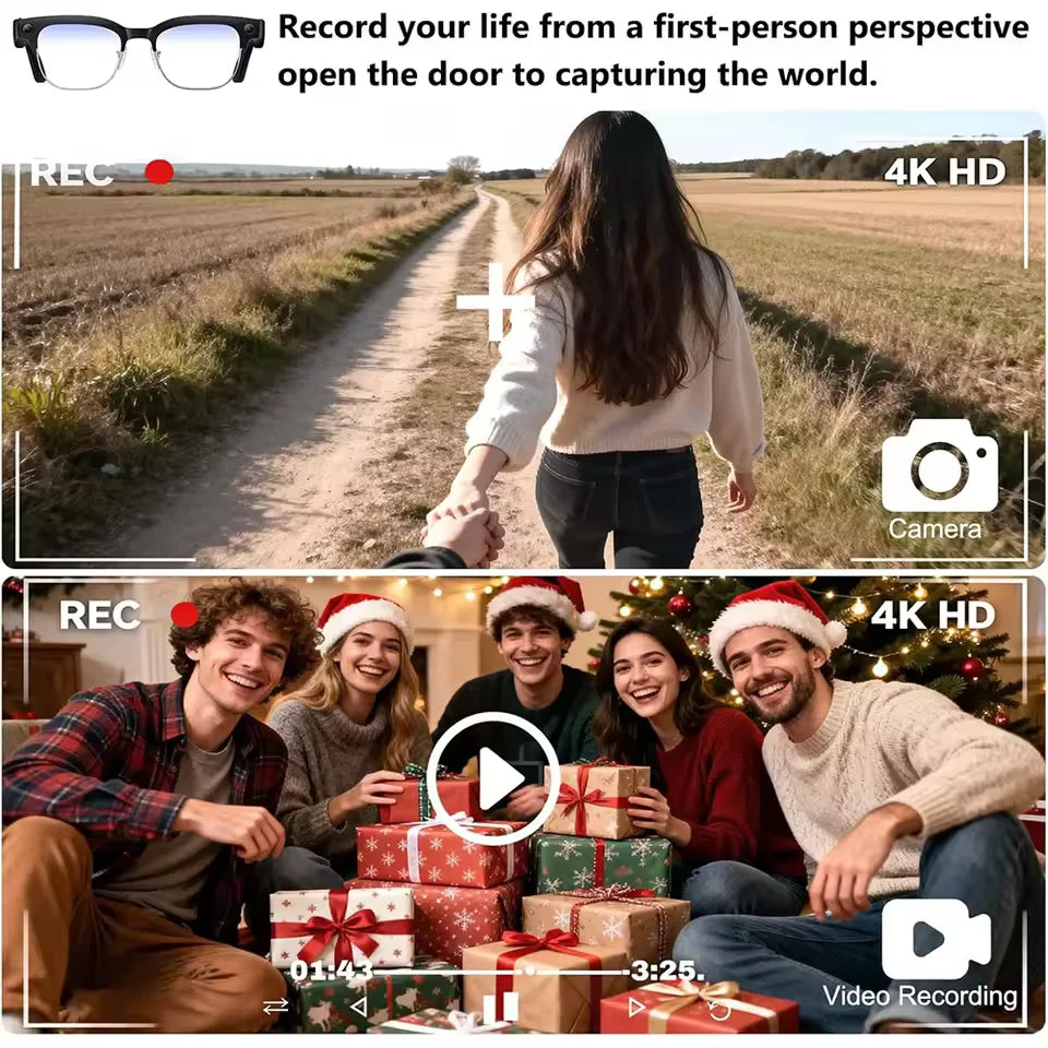 KI Smart Brille 2026 – Kamera, HD Video, Wasserdicht & KI-Übersetzung