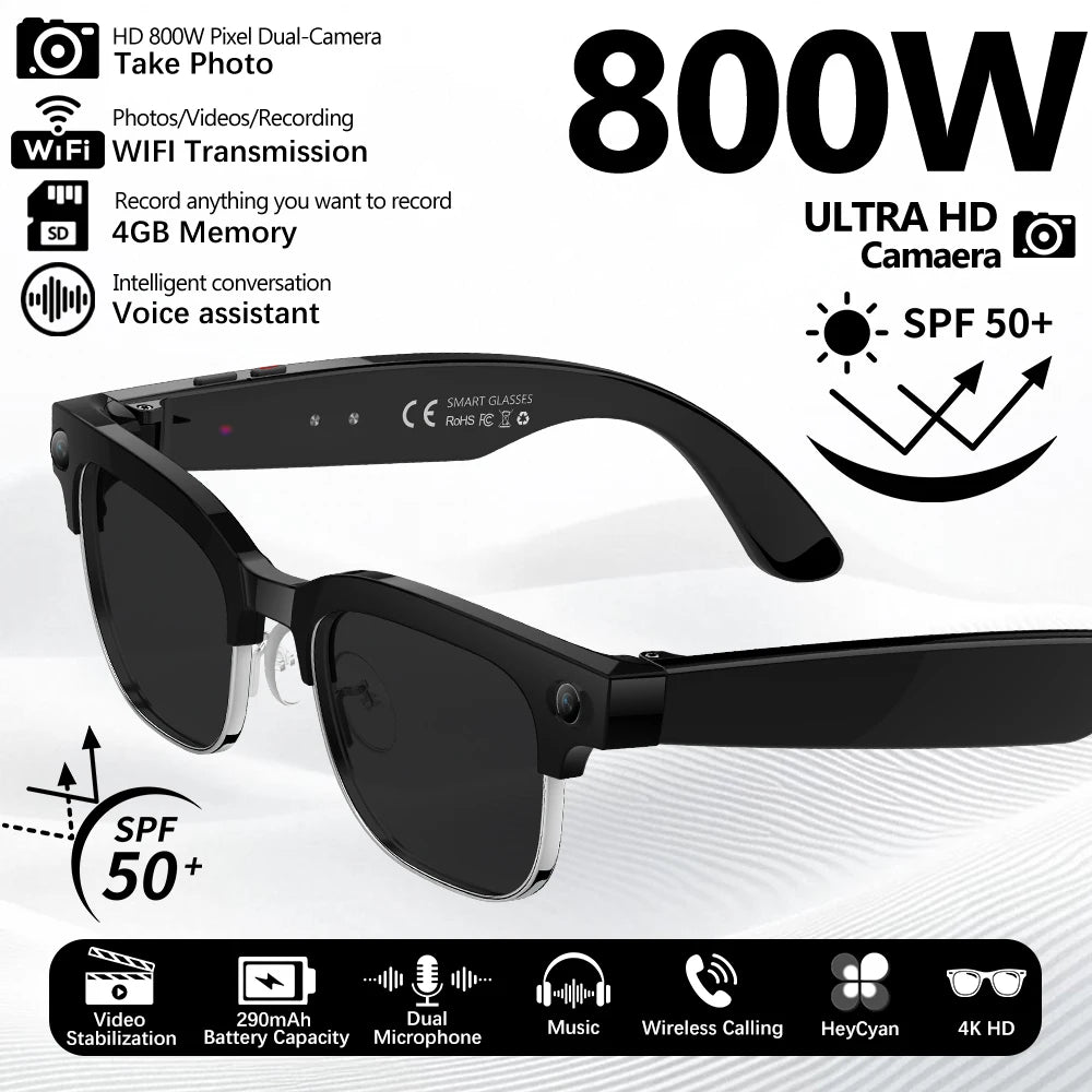 2026 Smart-Brille 800W Ultra-Wide – 4K Video, KI-Bilderkennung, Bluetooth & Übersetzung