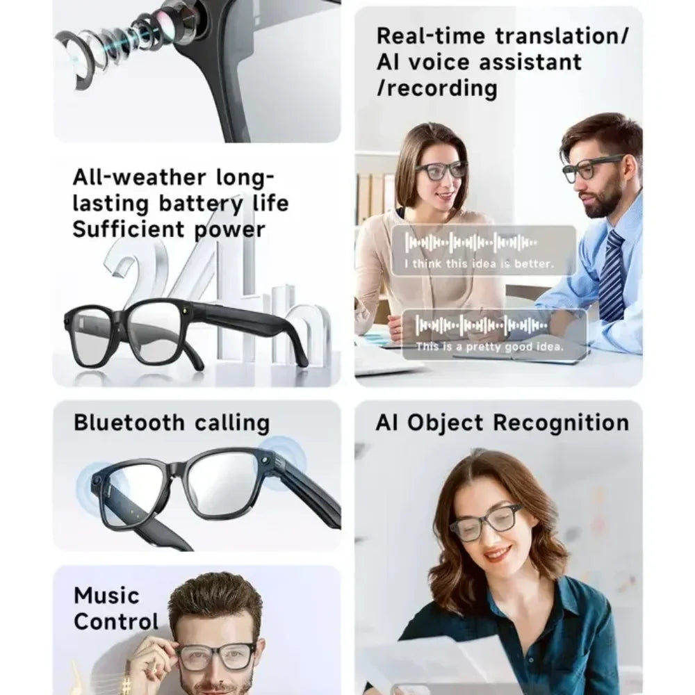 Lenovo Smart-Brille 100MP 8K HD – ChatGPT, 260mAh Akku, Bluetooth & KI-Sprachassistent