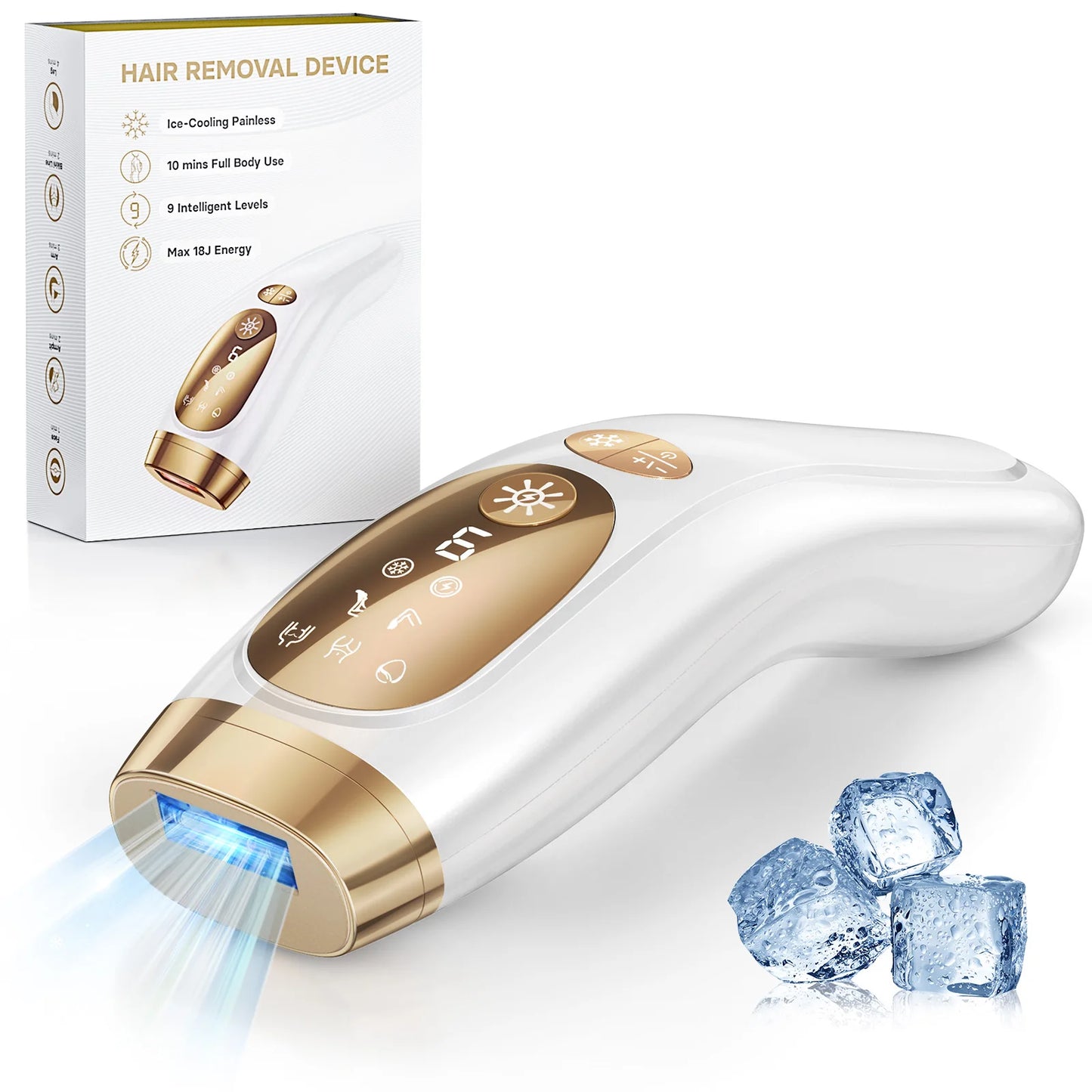 IPL Laser-Haarentferner – 9 Stufen, Ice-Cooling, Unbegrenzte Blitze für Ganzkörper