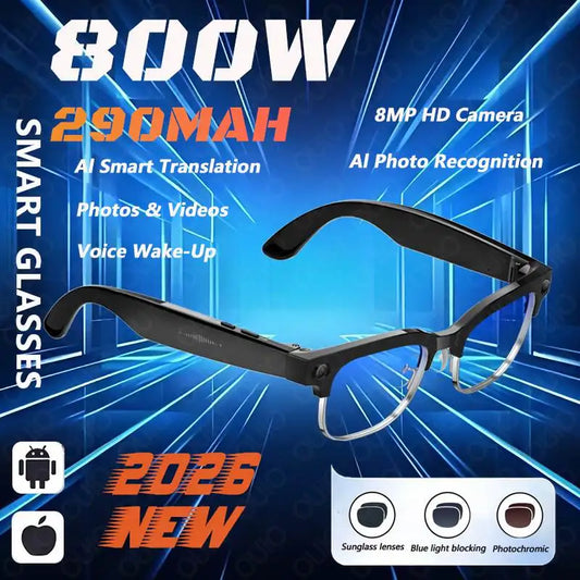 yaocx W630 KI Smart Brille – 800W Kamera, KI-Übersetzung & Bluetooth