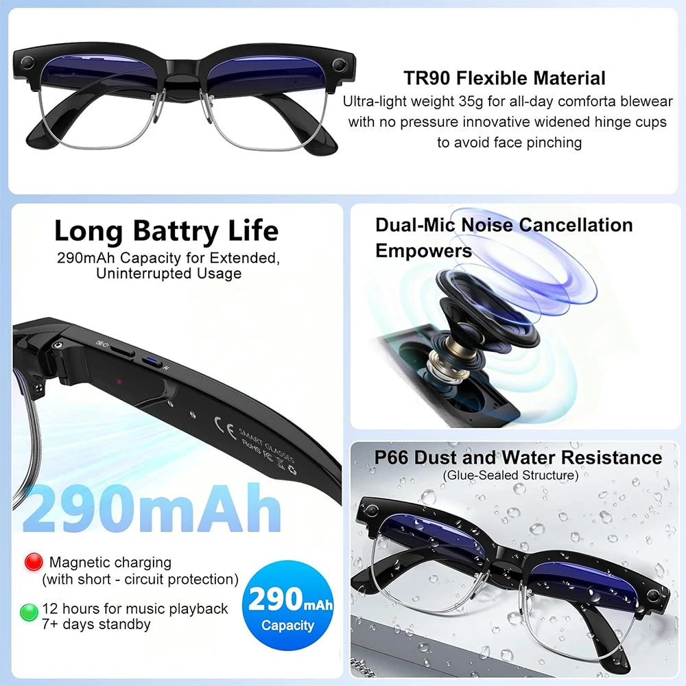 2026 Smart-Brille 800W Ultra-Wide – 4K Video, KI-Bilderkennung, Bluetooth & Übersetzung