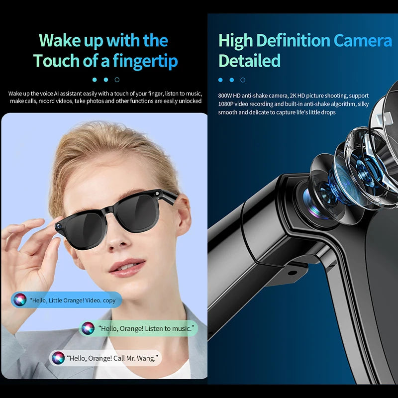 KI Smart Brille 2026 – 800W HD Kamera, KI-Bilderkennung, KI-Konversation & Übersetzung