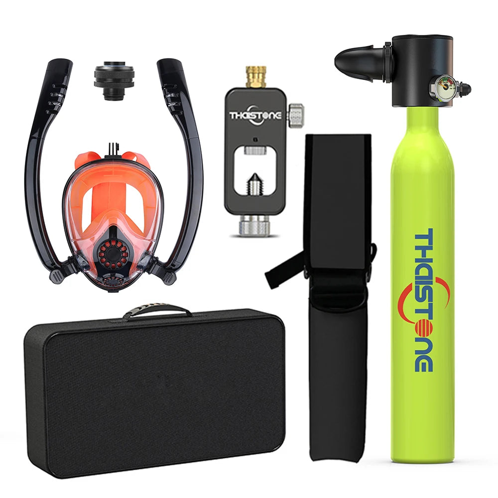 Tauchset mit Vollgesichtsmaske – 0,5 L Mini Scuba Tank & Schnorchelmaske