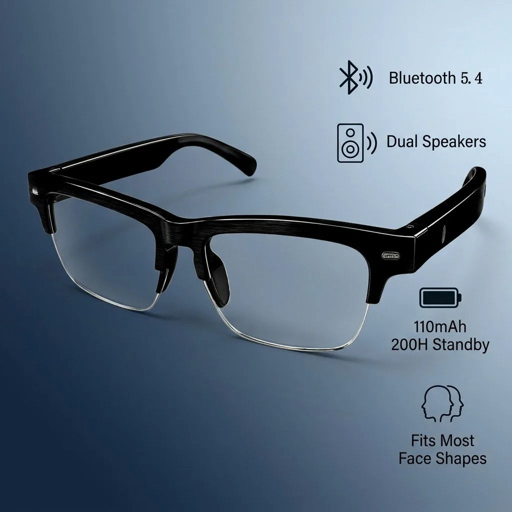 Smart Brille – Ultraleicht, Open-Ear Lautsprecher, Polarisierte Gläser, Bluetooth